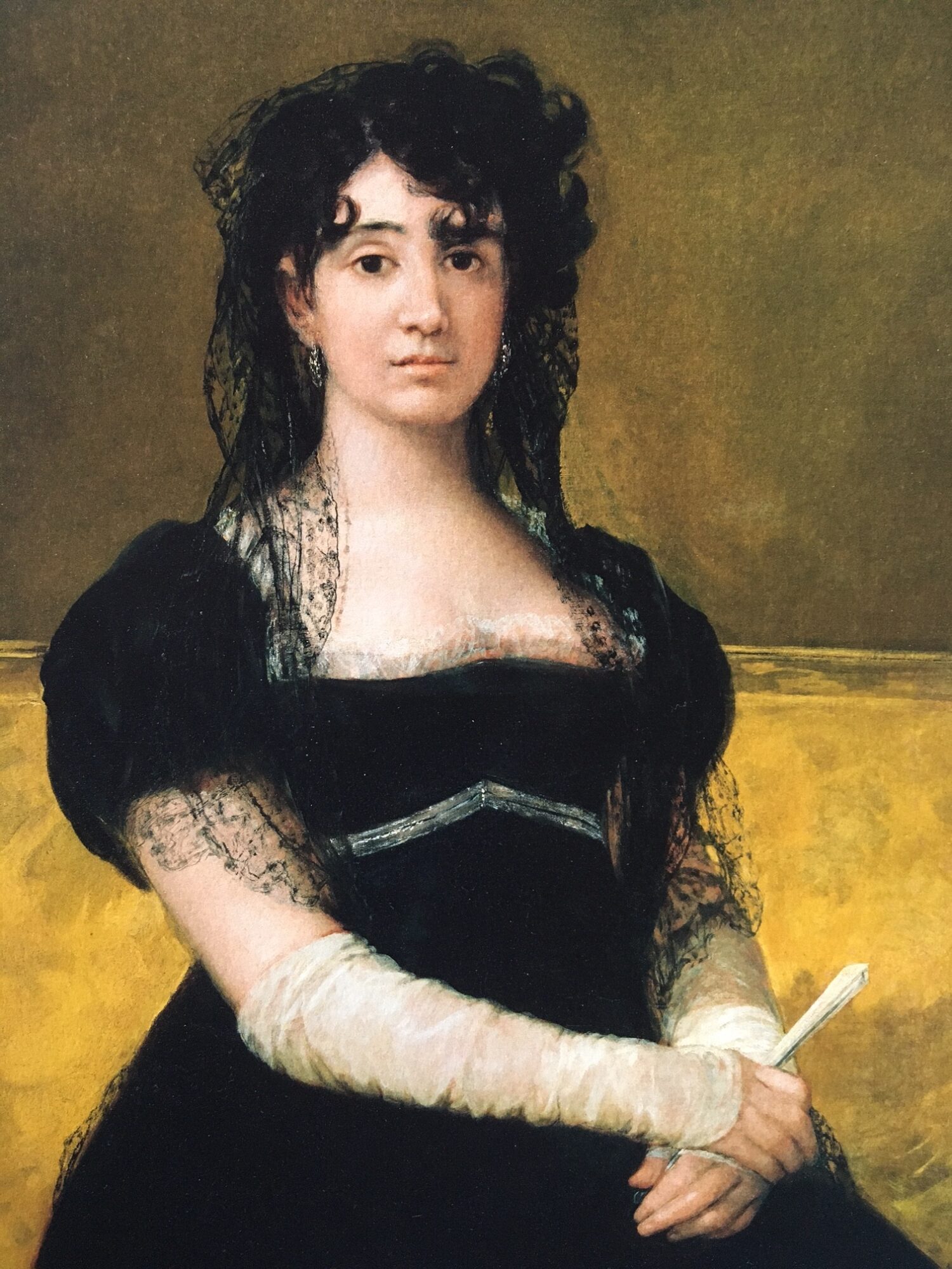 Die in ein modisches Empire-Gewand gekleidete Antonia Zárate y Aguirre (1775–1811) war eine bekannte Schauspielerin, die dem Madrider Freundeskreis um Goya und den Dramatiker Leandro Fernández de Moratín angehörte. Um 1810. National Gallery of Ireland, Dublin.